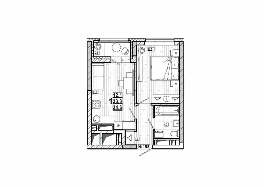 1-к кв. Нижегородская область, Дзержинск ул. Маяковского, 35Б (34.6 м) - Фото 1