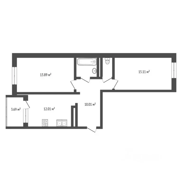 2-к кв. Тюменская область, Тюмень ул. Александра Протозанова, 18к1 ... - Фото 2