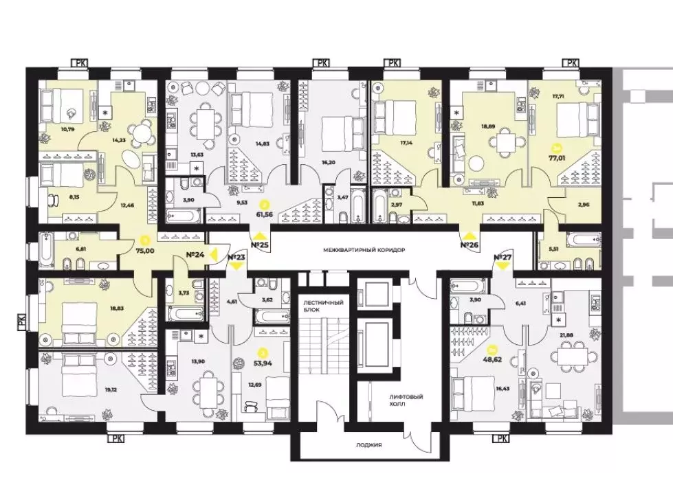 2-к кв. Самарская область, Самара ул. Гастелло, 6 (78.2 м) - Фото 2