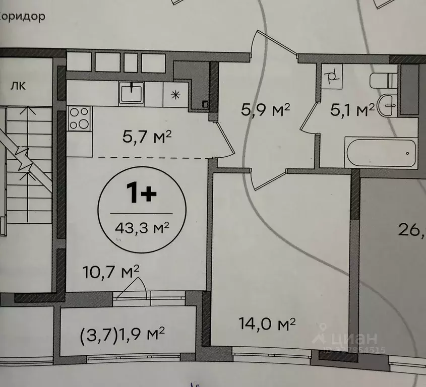 1-к кв. Удмуртия, Ижевск ул. Холмогорова, 109 (42.0 м) - Фото 1