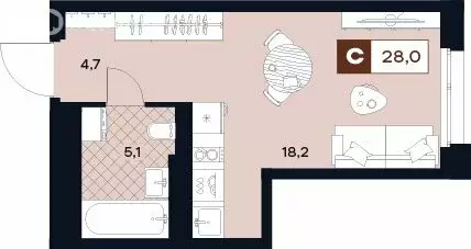Квартира-студия: Москва, Лодочная улица, 27к2 (28 м) - Фото 0