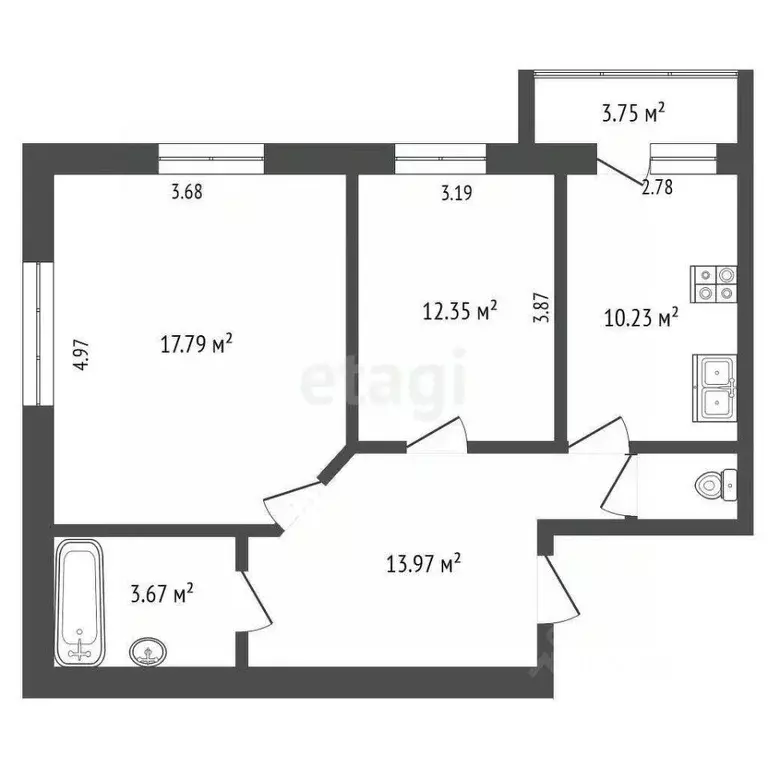 2-к кв. Ярославская область, Ярославль ул. Калинина, 32к2 (59.9 м) - Фото 1