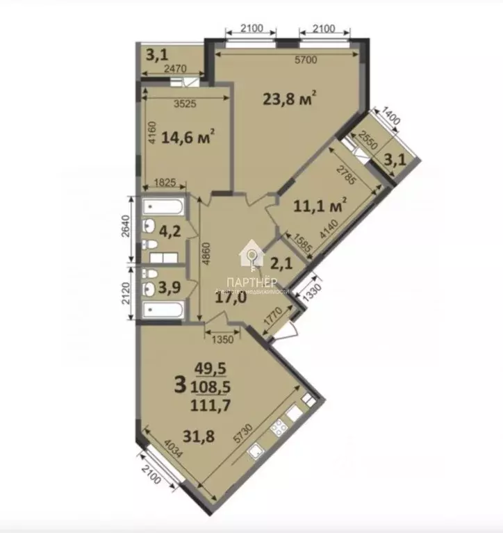 3-к кв. Владимирская область, Ковров Комсомольская ул., 1А (111.7 м) - Фото 2
