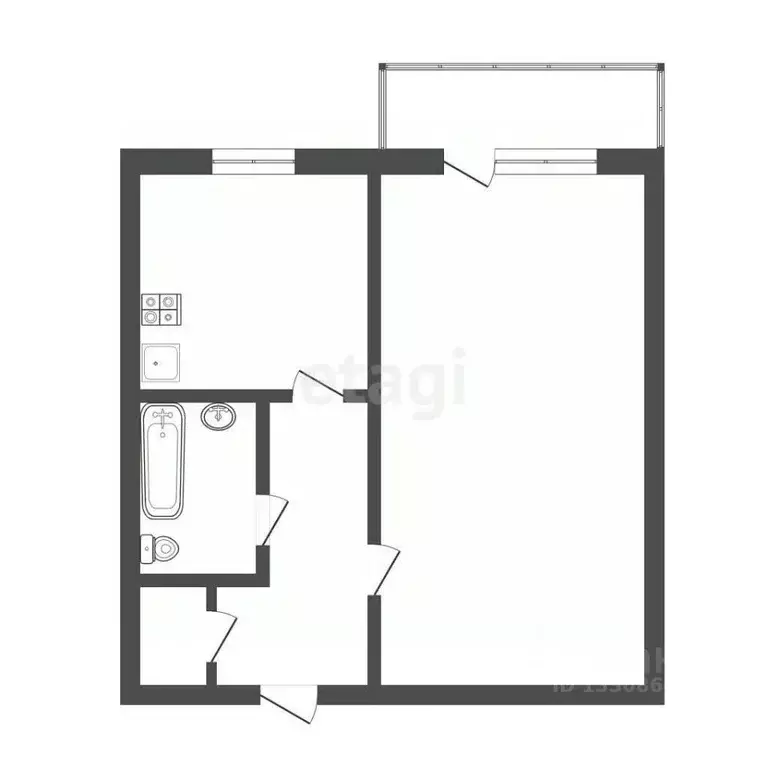 1-к кв. Томская область, Томск ул. Говорова, 28 (28.0 м) - Фото 2