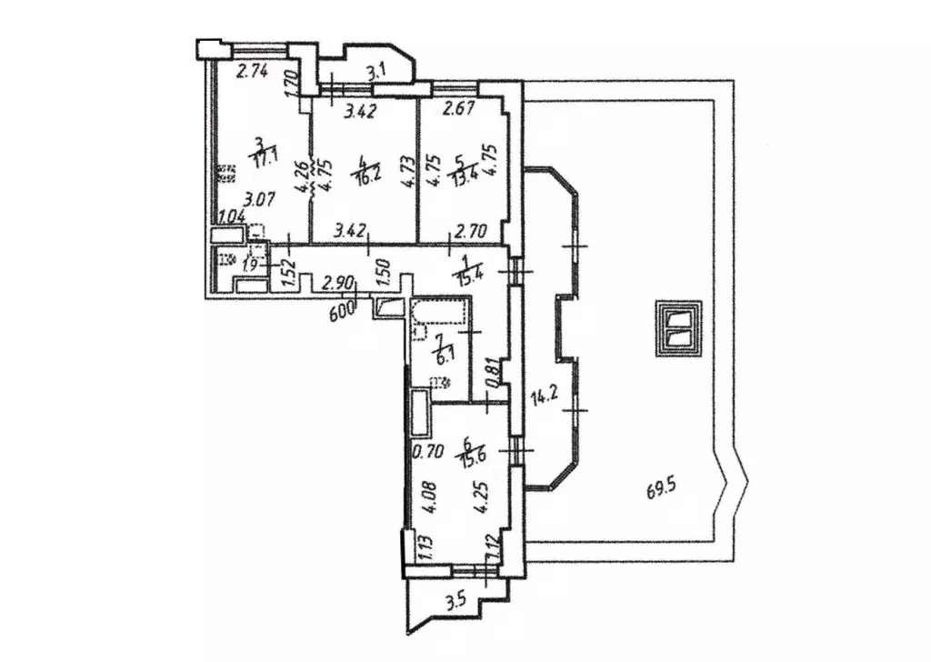 3-к кв. Санкт-Петербург ул. Руднева, 18 (127.4 м) - Фото 1