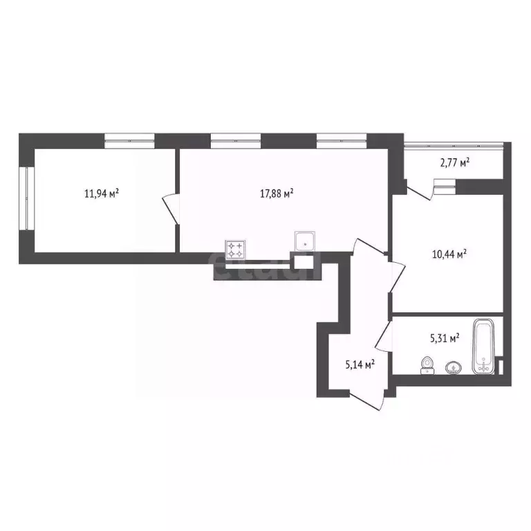 2-к кв. Башкортостан, Уфа ул. Валерия Лесунова, 18 (50.3 м) - Фото 2