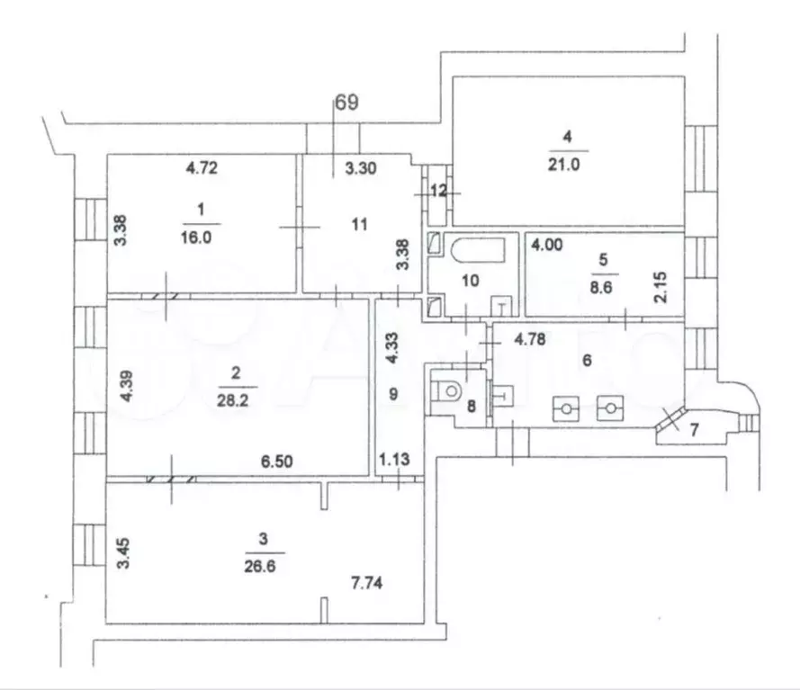 5-к. квартира, 138 м, 4/6 эт. - Фото 0