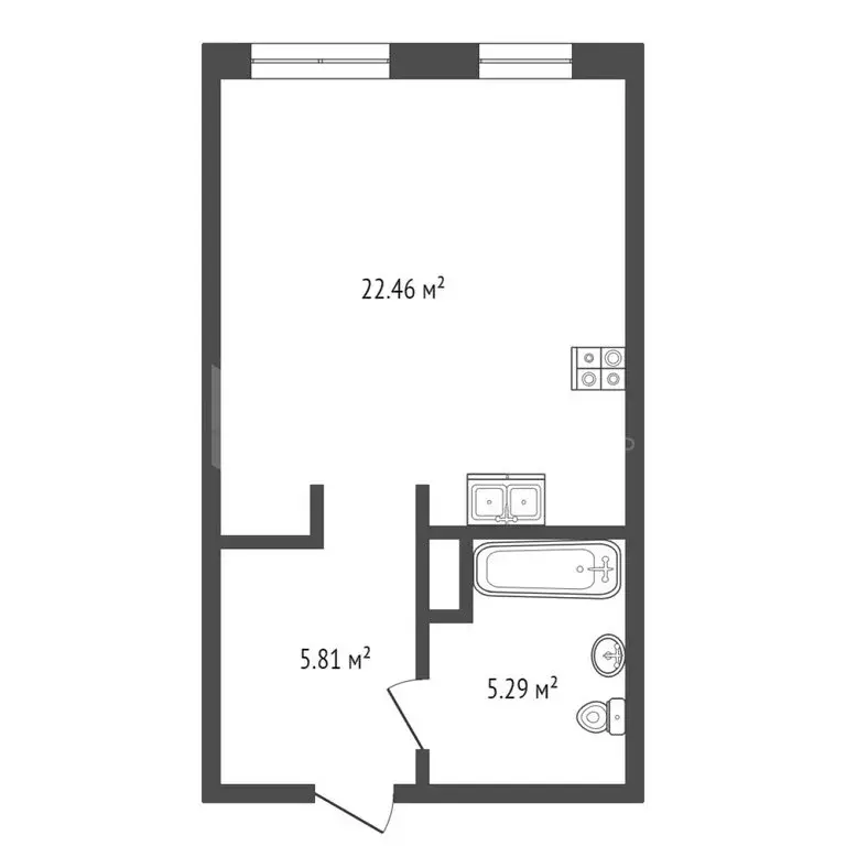 Квартира-студия: Тюмень, Краснооктябрьская улица, 6 (33.6 м) - Фото 0