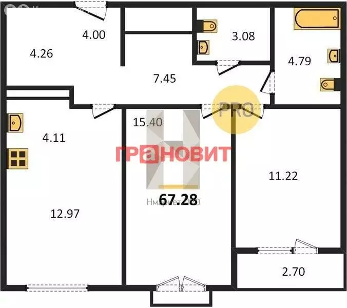 2-комнатная квартира: Новосибирск, улица Державина, 50 (67.28 м) - Фото 0