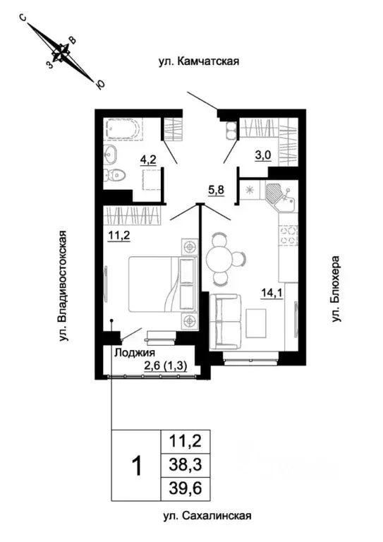1-к кв. Свердловская область, Екатеринбург ул. Кронштадтская (39.6 м) - Фото 1