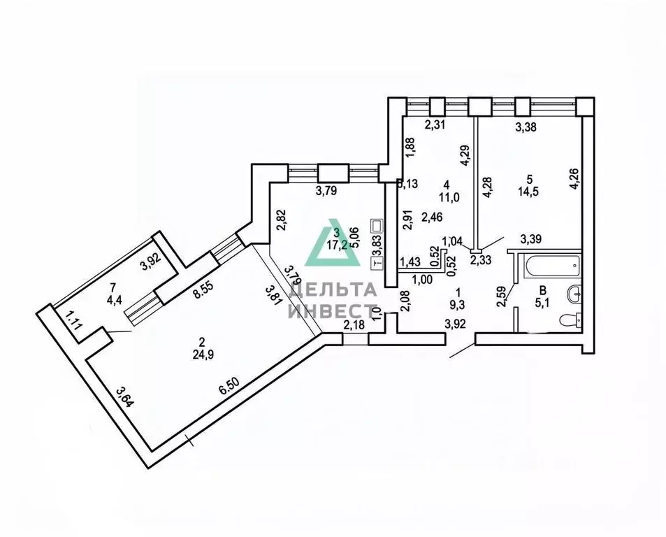 3-к кв. Башкортостан, Уфа ул. Левитана, 38/3 (82.0 м) - Фото 2