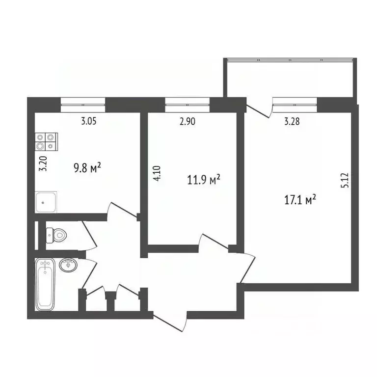 2-к кв. Вологодская область, Череповец ул. Наседкина, 21 (50.9 м) - Фото 2