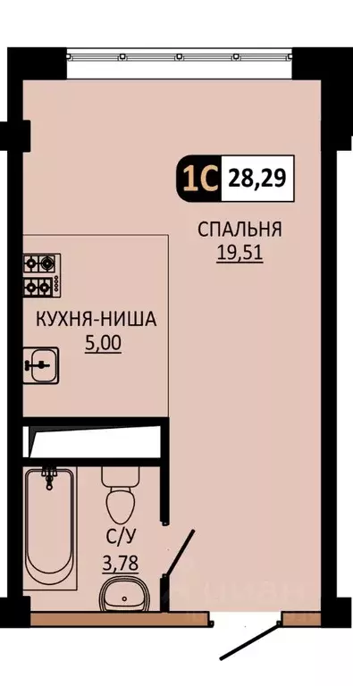 Студия Ставропольский край, Пятигорск  (28.29 м) - Фото 1