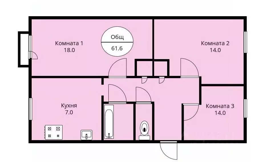 3-к кв. Свердловская область, Березовский ул. Анучина, 4 (61.6 м) - Фото 1