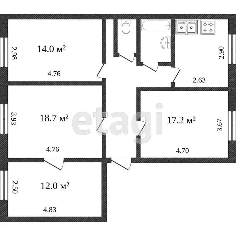 4-комнатная квартира: Нижний Тагил, проспект Ленина, 57 (85.5 м) - Фото 0