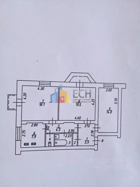 3-к кв. Тульская область, Тула Первомайская ул., 52 (78.0 м) - Фото 1