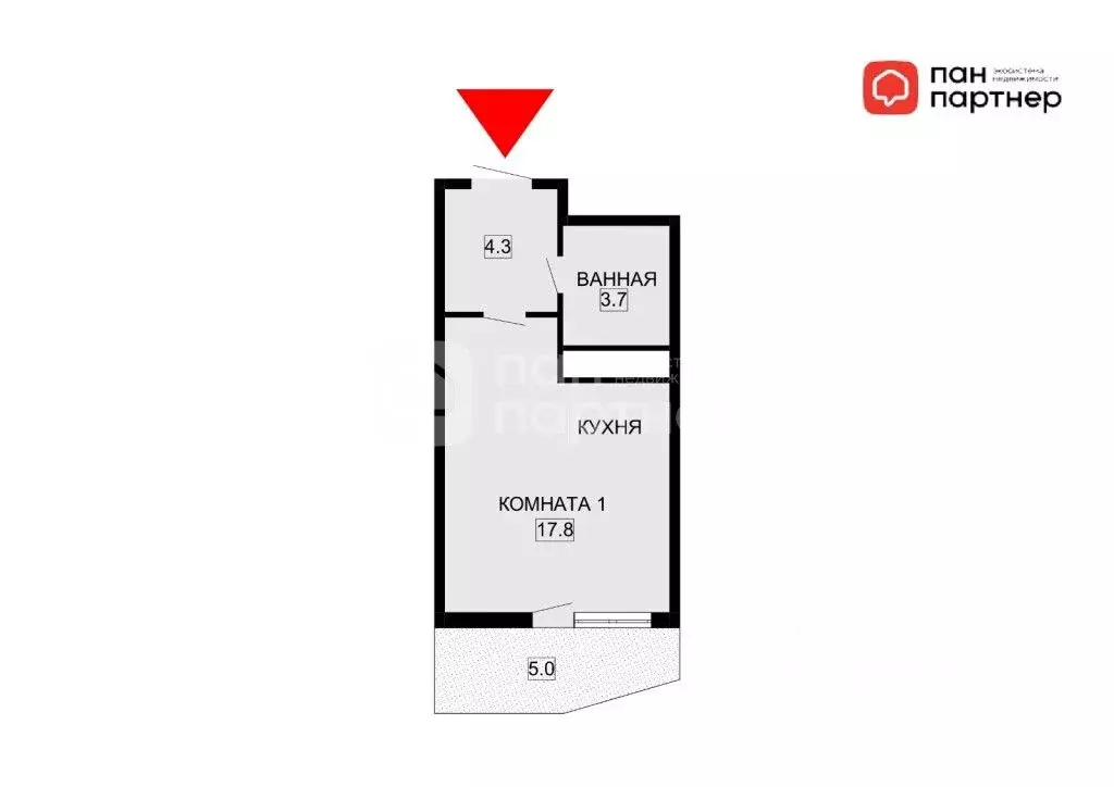 Студия Санкт-Петербург ул. Федора Котанова, 3к2 (25.9 м) - Фото 1