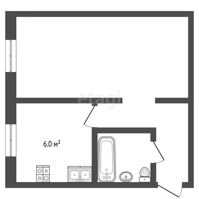 1-комнатная квартира: Чита, улица Балябина, 41 (31.3 м) - Фото 1