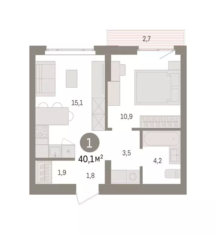 1-комнатная квартира: Екатеринбург, жилой район Сортировочный, ... - Фото 1