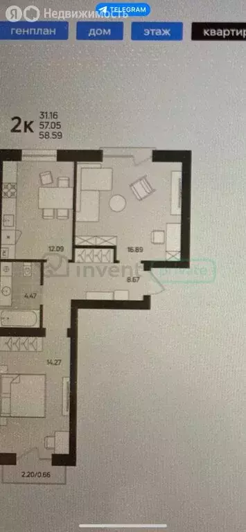 2-комнатная квартира: посёлок Малое Исаково, Гурьевская улица, 21 (58 ... - Фото 1