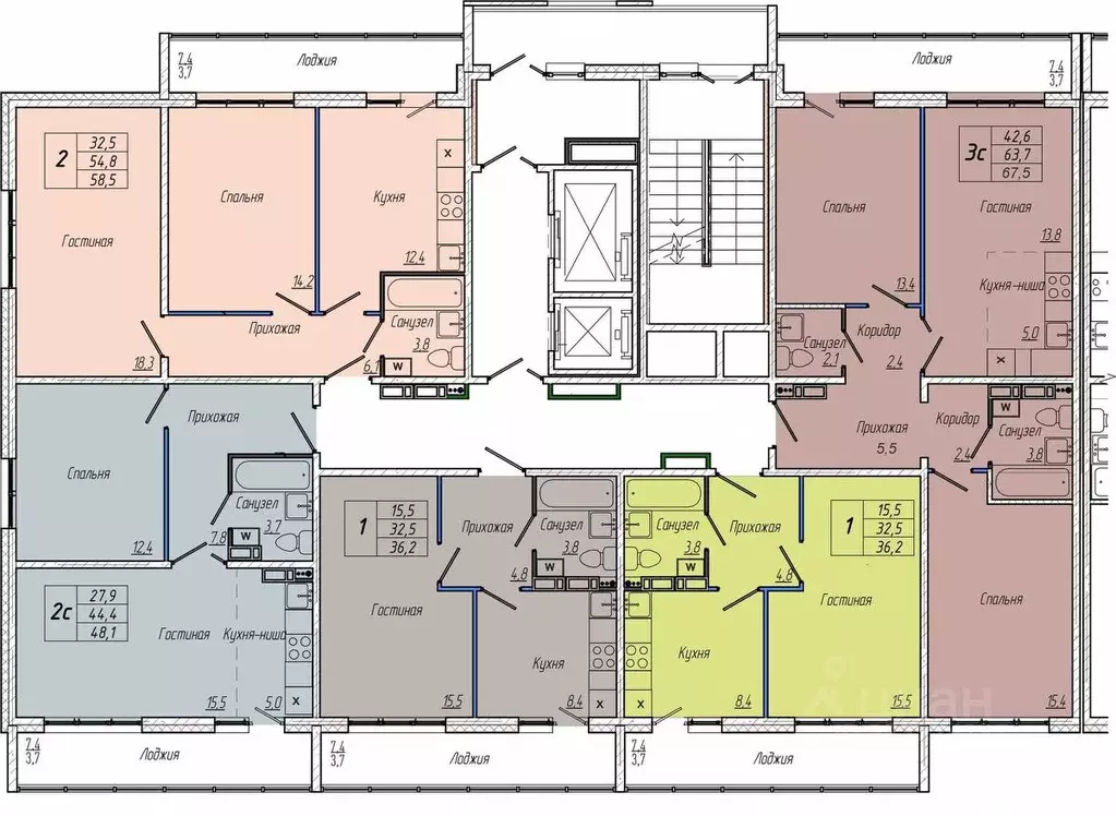 2-к кв. Кемеровская область, Кемерово просп. Притомский, 30Б (58.5 м) - Фото 2