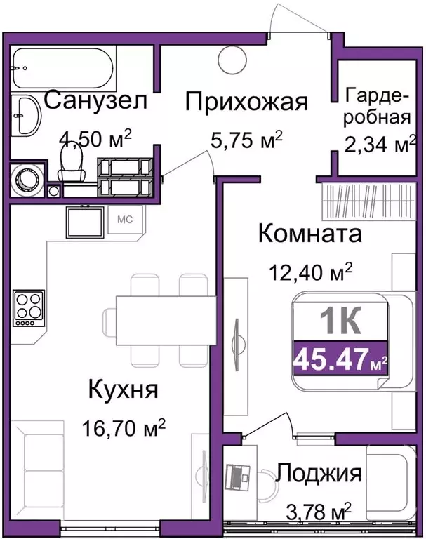 1-к кв. Крым, Симферополь ул. Батурина (43.58 м) - Фото 0