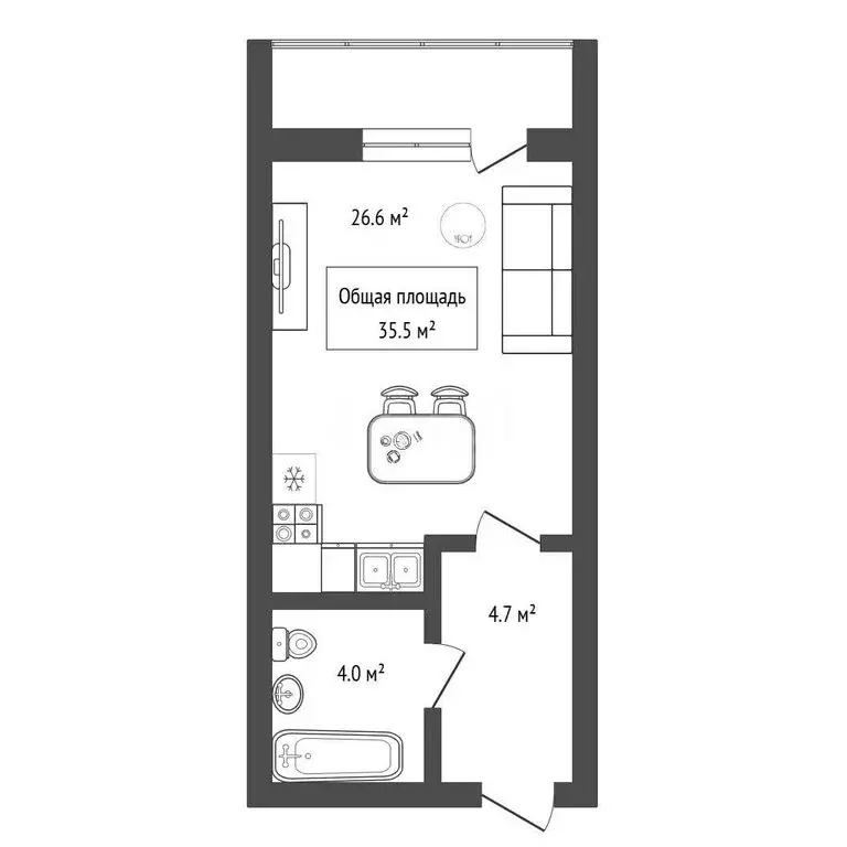 Квартира-студия: Бердск, Первомайская улица, 129 (35.3 м) - Фото 1