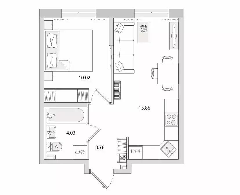 1-комнатная квартира: Бугры, Тихая улица, 7к5 (33.67 м) - Фото 0