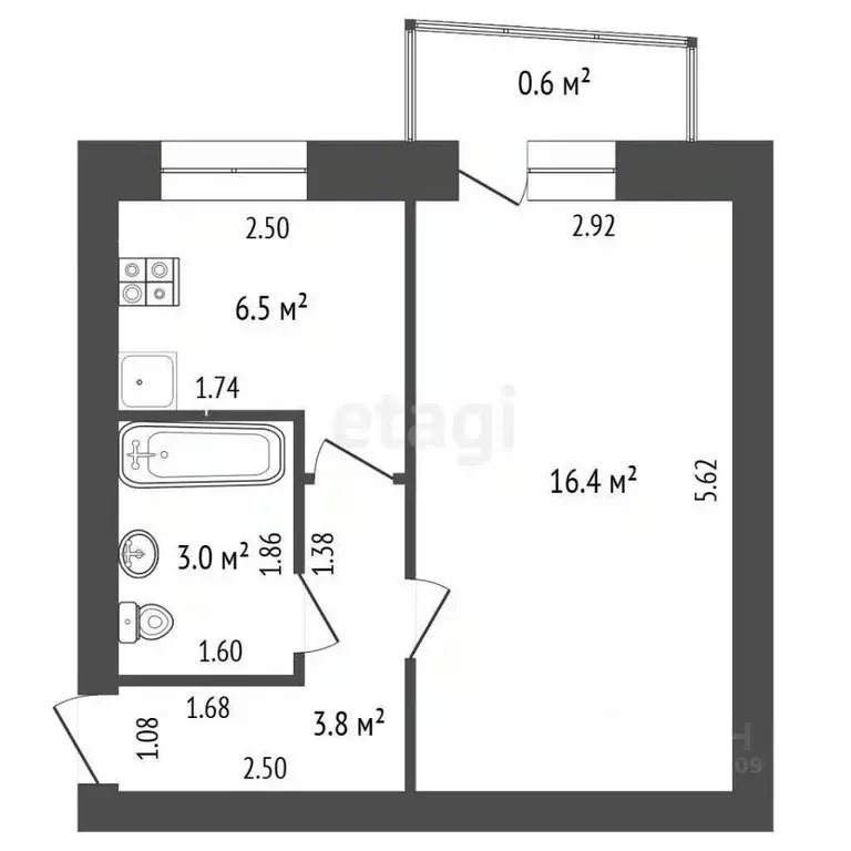 1-к кв. Мордовия, Саранск ул. Попова, 42 (31.0 м) - Фото 2