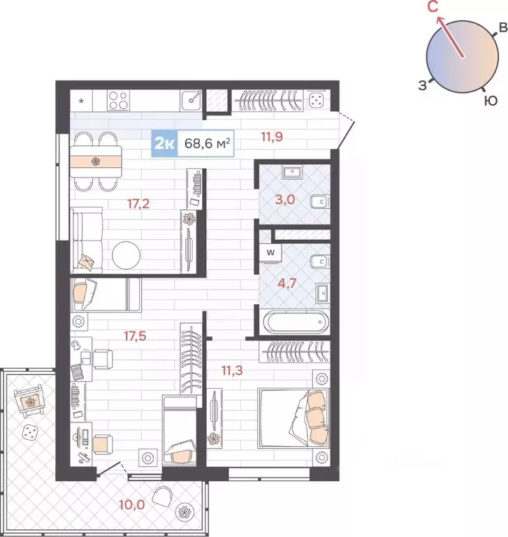 2-к кв. Свердловская область, Екатеринбург Юго-Западный жилрайон, ДА ... - Фото 1