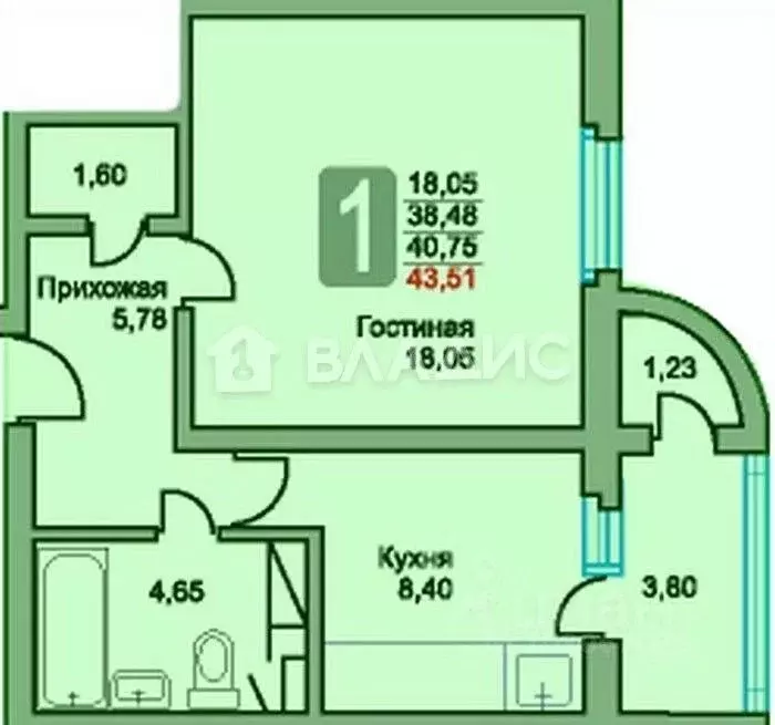 1-к кв. Московская область, Балашиха ул. Дмитриева, 2 (40.5 м) - Фото 1