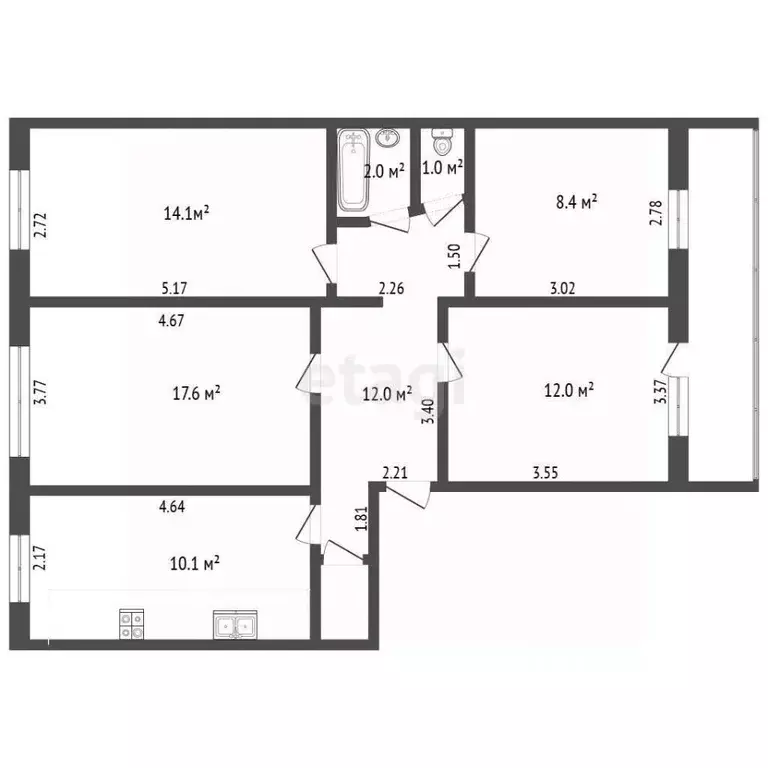 4-к кв. Забайкальский край, Чита ул. Недорезова, 21 (77.9 м) - Фото 2