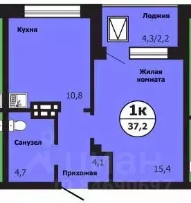 1-к кв. Красноярский край, Красноярск ул. Лесников, 51Б (37.2 м) - Фото 0