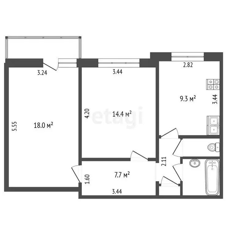 2-комнатная квартира: Раменское, улица Гурьева, 4А (54.6 м) - Фото 1
