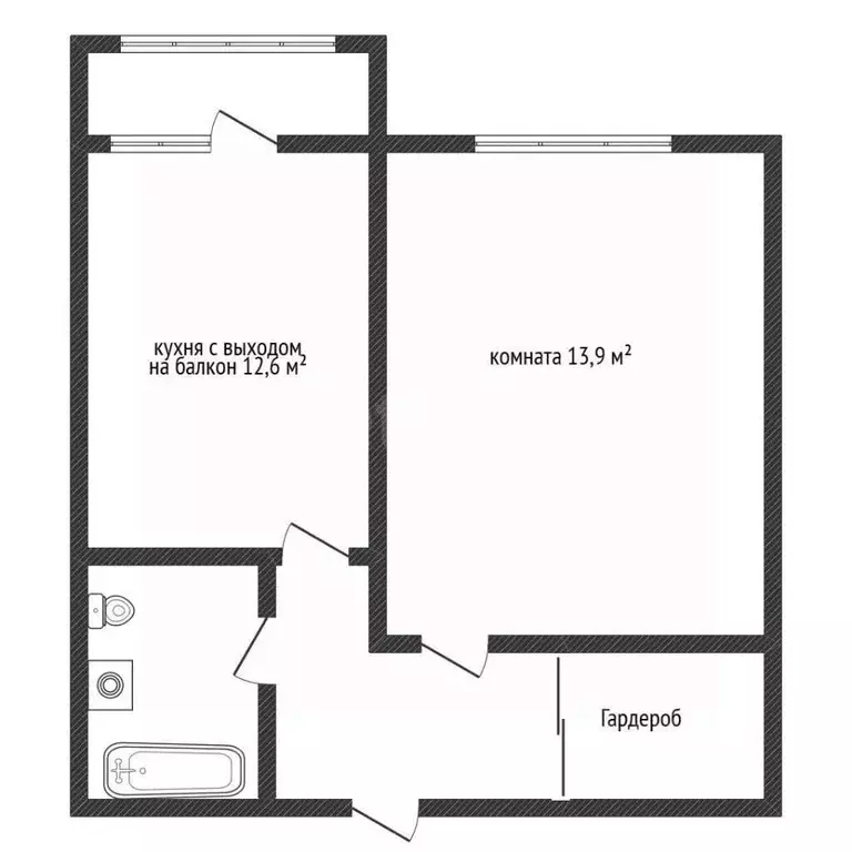 1-к кв. Татарстан, Казань ул. Восстания, 82Б (37.5 м) - Фото 2