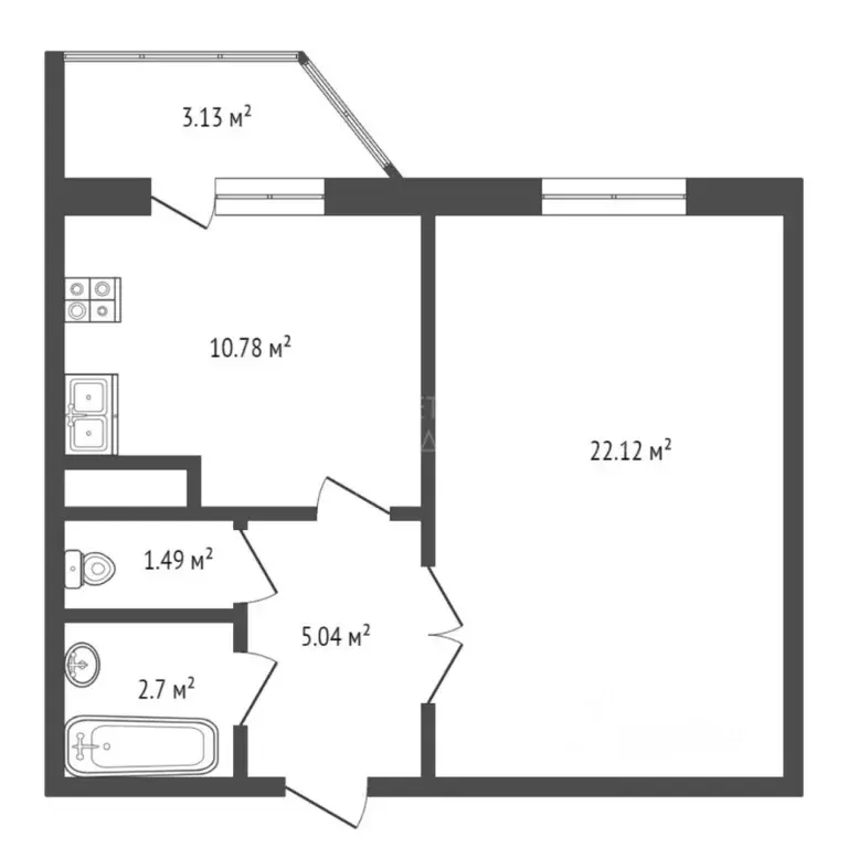 1-к кв. Тюменская область, Тюмень ул. Обдорская, 5 (41.5 м) - Фото 2