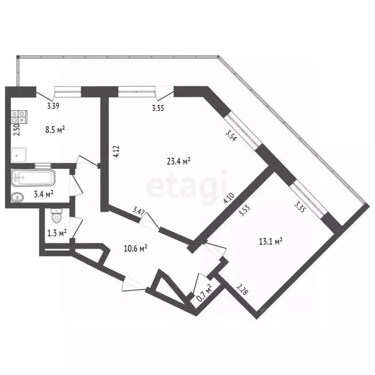 2-к кв. Севастополь просп. Генерала Острякова, 123 (63.7 м) - Фото 2