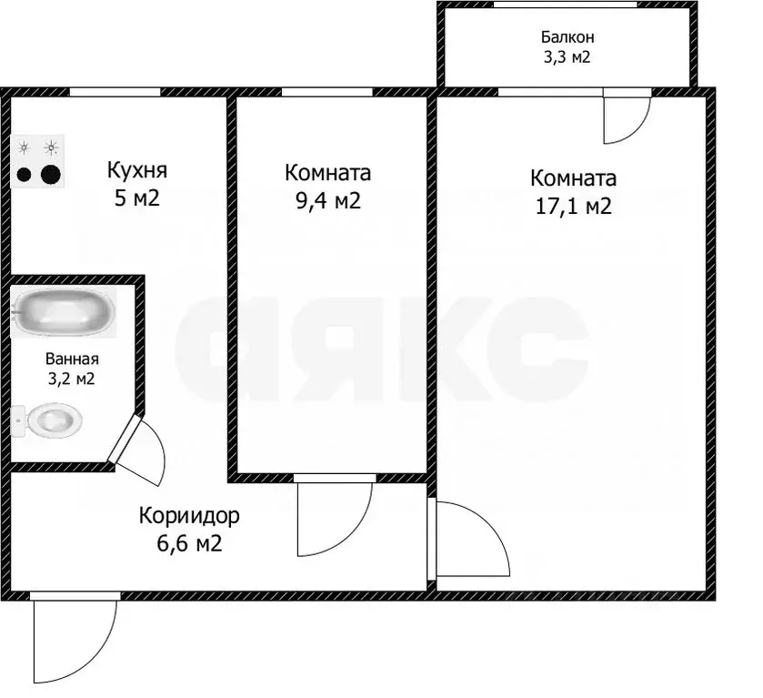 2-к кв. Адыгея, Майкоп ул. 8 Марта, 19 (42.0 м) - Фото 1