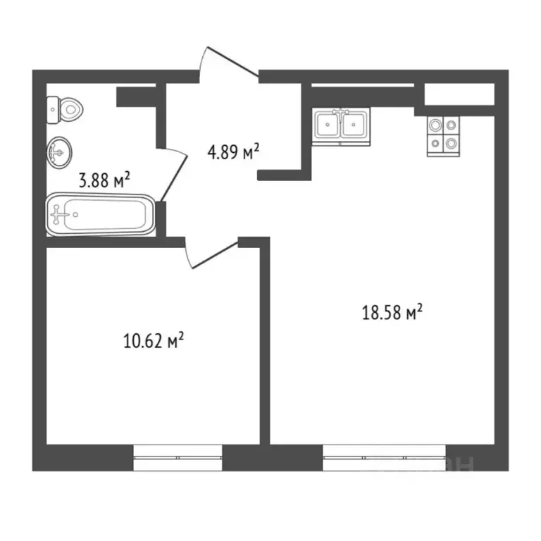 1-к кв. Тюменская область, Тюмень ул. Лесопарковая, 1к1 (38.0 м) - Фото 2
