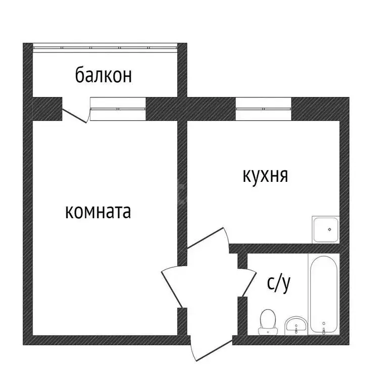1-комнатная квартира: Курган, улица Красина, 47 (31 м) - Фото 1