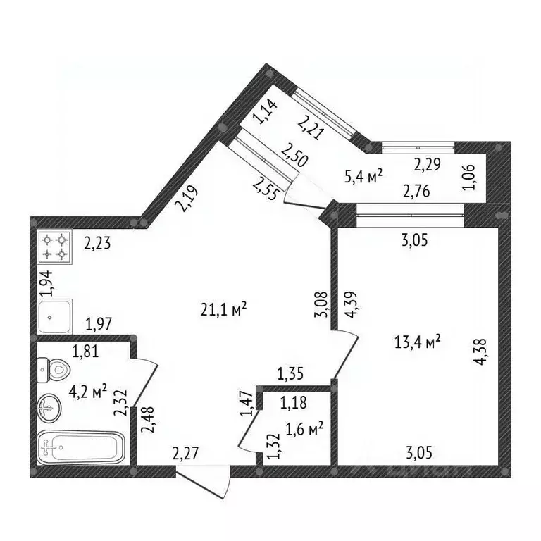 1-к кв. Башкортостан, Уфа Коммунистическая ул., 98/1 (40.1 м) - Фото 2
