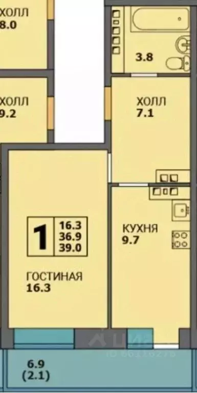 1-к кв. Пермский край, Пермь ул. Куфонина, 10Б (37.7 м) - Фото 2