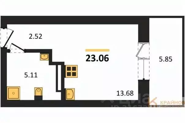 Студия Воронежская область, Воронеж Транспортная ул., 58 (23.06 м) - Фото 0