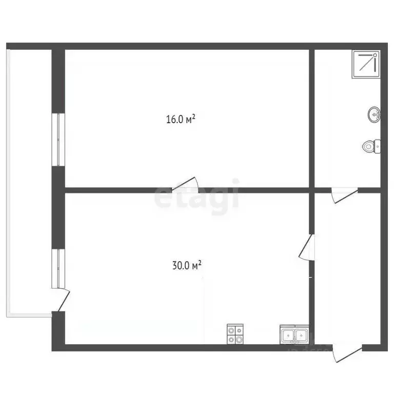 2-к кв. Севастополь Севастопольская зона ЮБК кв-л, 14Вс1 (58.0 м) - Фото 1