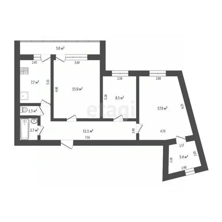 3-к кв. Мордовия, Саранск Гожувская ул., 28 (68.7 м) - Фото 2