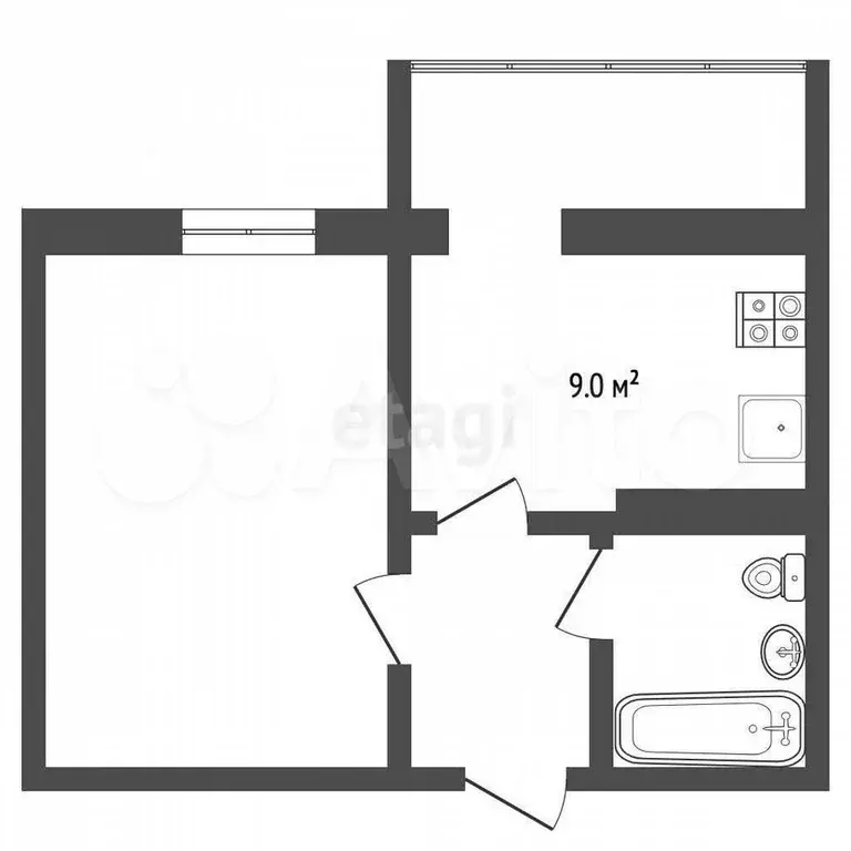 1-к. квартира, 35,2 м, 8/9 эт. - Фото 0