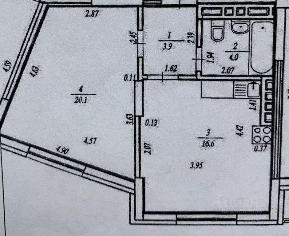 1-к кв. Башкортостан, Уфа ул. Менделеева, 128к1 (44.6 м) - Фото 1