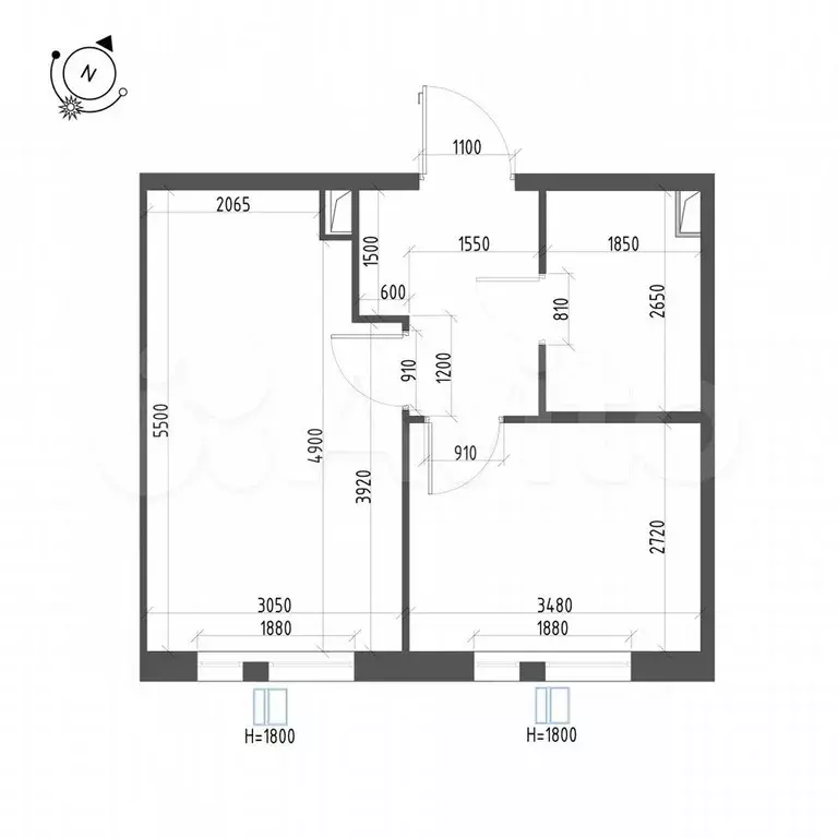 1-к. квартира, 35,1 м, 2/12 эт. - Фото 1