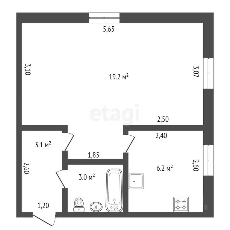 1-к кв. Амурская область, Благовещенск ул. Ленина, 80 (31.5 м) - Фото 1