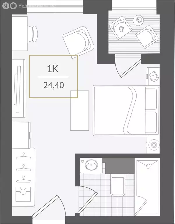 1-комнатная квартира: Сочи, улица Ленина, 280А (24.4 м) - Фото 1